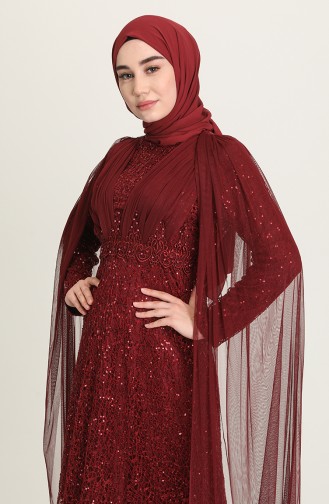 Claret Red Hijab Evening Dress 202018-04