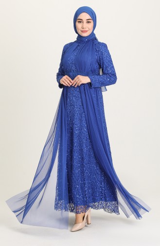 Saks-Blau Hijab-Abendkleider 202021-01