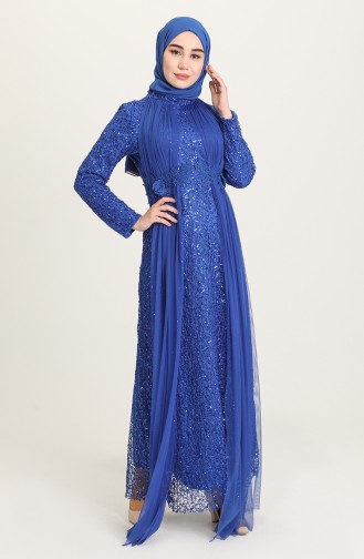 Saks-Blau Hijab-Abendkleider 202021-01