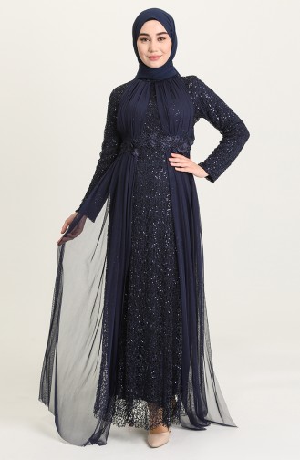 Navy Blue Hijab Evening Dress 202021-02