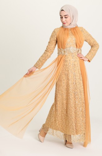 Mustard Hijab Evening Dress 202021-05