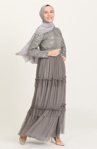 Grau Hijab-Abendkleider 20207-01