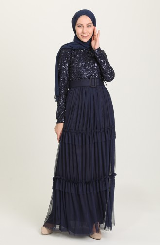 Dunkelblau Hijab-Abendkleider 20207-03