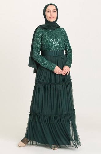 Emerald Green Hijab Evening Dress 20207-04