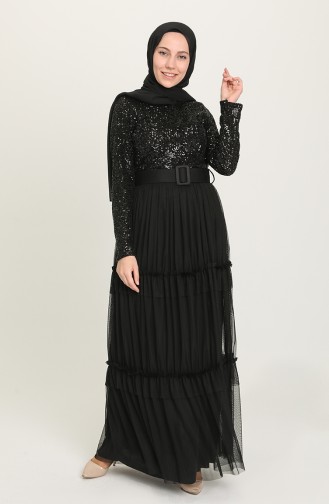 Schwarz Hijab-Abendkleider 20207-05