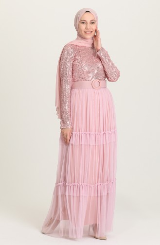 Pink Hijab Evening Dress 20207-07