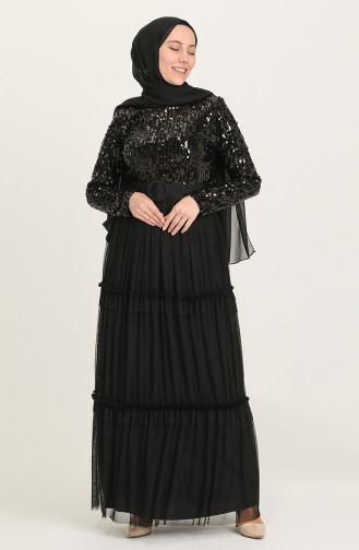 Schwarz Hijab-Abendkleider 20208-06