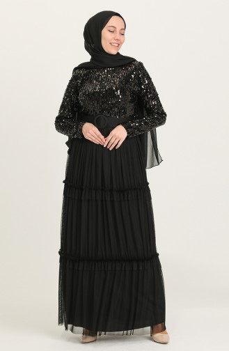 Black Hijab Evening Dress 20208-06