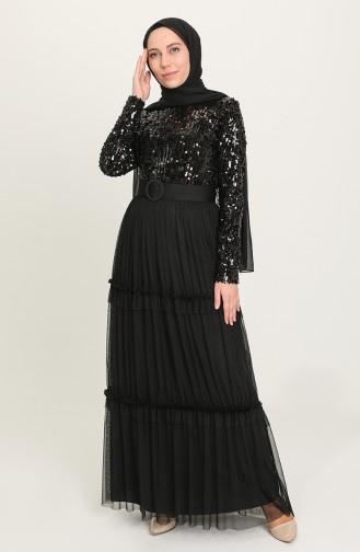 Black Hijab Evening Dress 20208-06