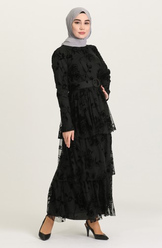 Black Hijab Evening Dress 212121-01