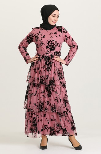 Dusty Rose Hijab Evening Dress 212121-02