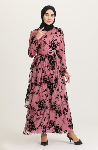 Dusty Rose Hijab Evening Dress 212121-02