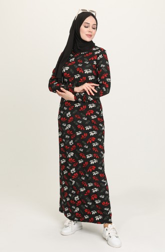 Rot Hijab Kleider 8896-04