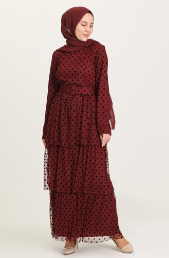 Claret Red Hijab Dress 202029-03