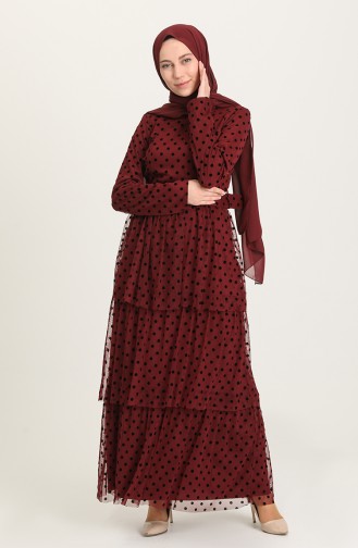 Claret Red Hijab Dress 202029-03
