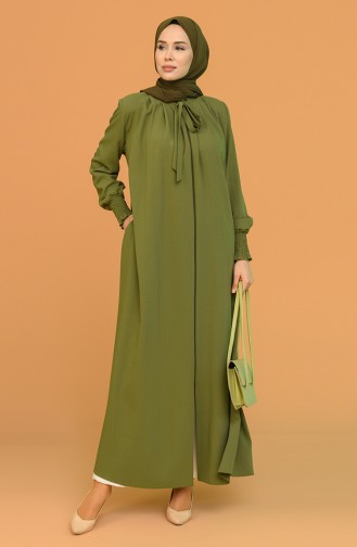 Light Khaki Green Abaya 1021-03
