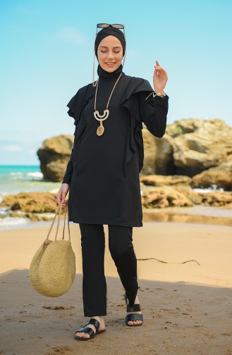 Schwarz Hijab Badeanzug 02125-01