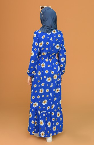 Papatya Desenli Elbise 2183-06 Saks