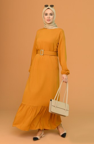 Zimtfarbig Hijab Kleider 2186-05