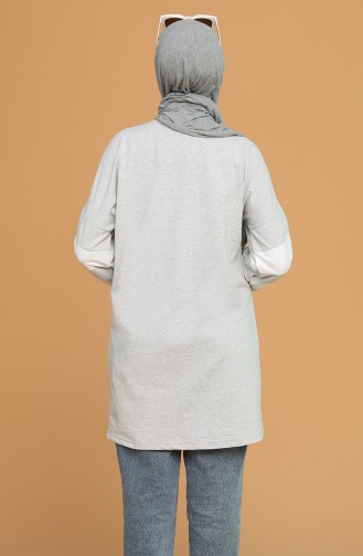 Şeritli Spor Tunik 1006-07 Gri