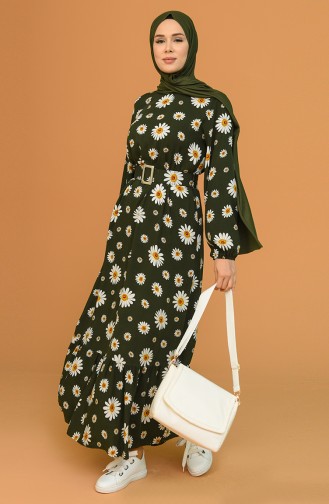 Grün Hijab Kleider 2183-05