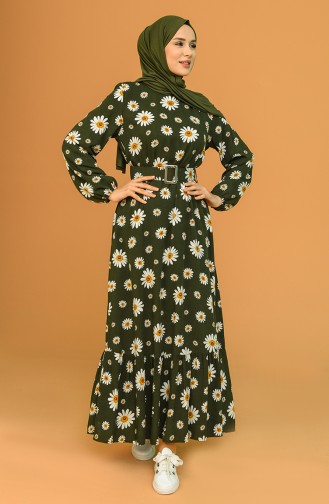 Grün Hijab Kleider 2183-05