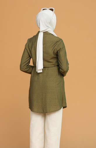 Düğmeli Tunik 9037-01 Haki