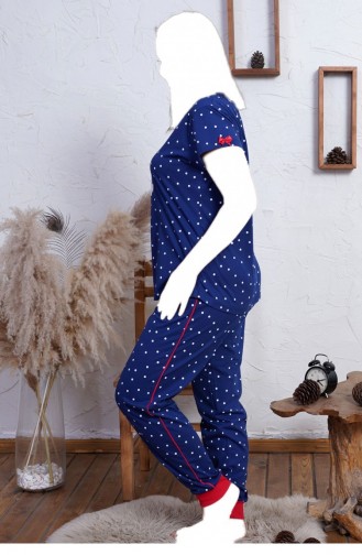 Büyük Beden Örme Kısa Kol Pijama Takım 81806050 Indıgo