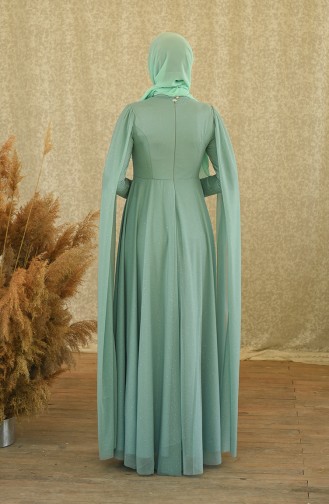 Unreife Mandelgrün Hijab-Abendkleider 4868-01