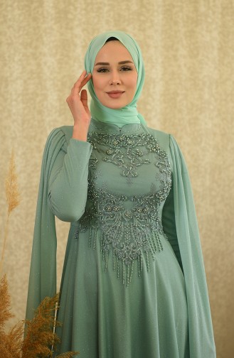 Green Almond Hijab Evening Dress 4868-01