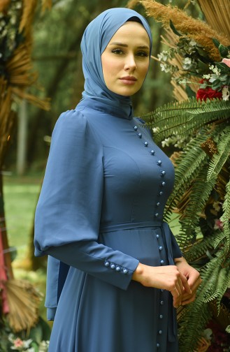 Indigo Hijab-Abendkleider 4865-04