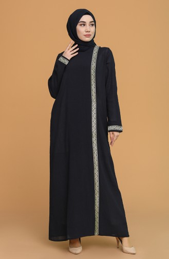 Abaya Coton 6666-01 Bleu Marine 6666-01