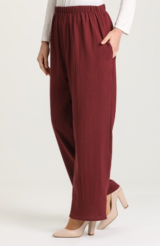 Şile Cloth Wide Leg Trousers 0021-08 Dark Claret Red 0021-08