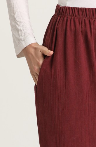 Şile Cloth Wide Leg Trousers 0021-08 Dark Claret Red 0021-08