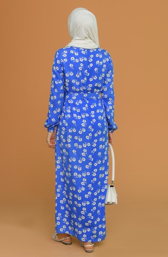 Saks-Blau Hijab Kleider 0073-05