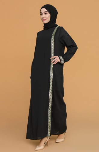 Abaya Coton 6666-02 Noir 6666-02