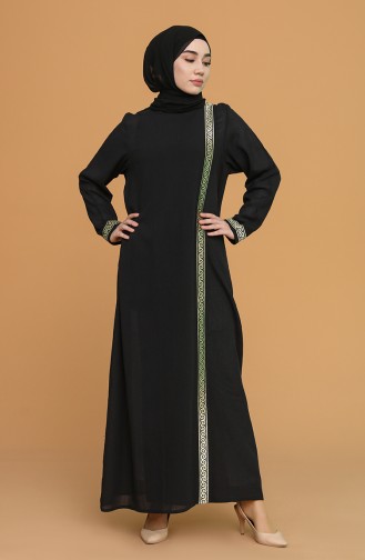 Abaya Coton 6666-02 Noir 6666-02