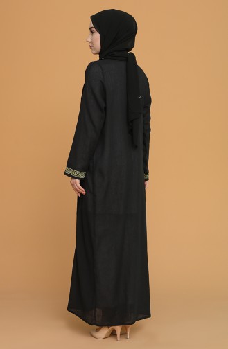 Baumwolles Abaya aus Şile Stoff 6666-02 Schwarz 6666-02