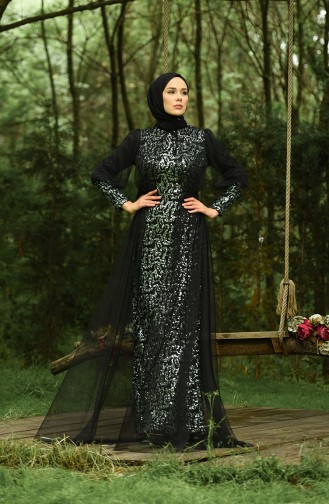 Green Hijab Evening Dress 5346-15