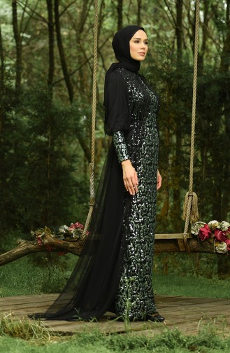 Green Hijab Evening Dress 5346-15