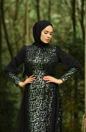 Green Hijab Evening Dress 5346-15