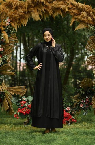 Schwarz Hijab-Abendkleider 1070-02