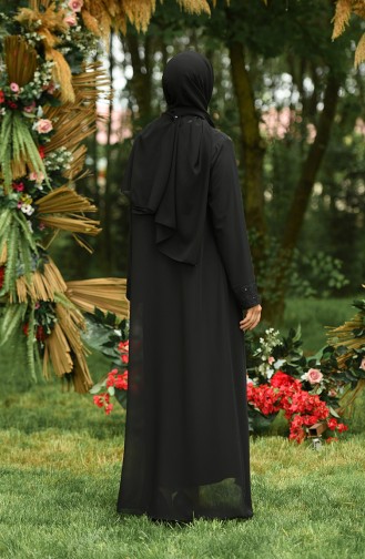 Black Hijab Evening Dress 4286-01