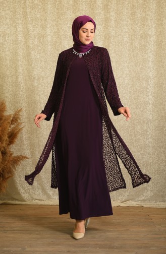 Purple Hijab Evening Dress 4288-02