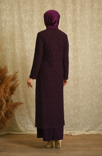 Purple Hijab Evening Dress 4288-02