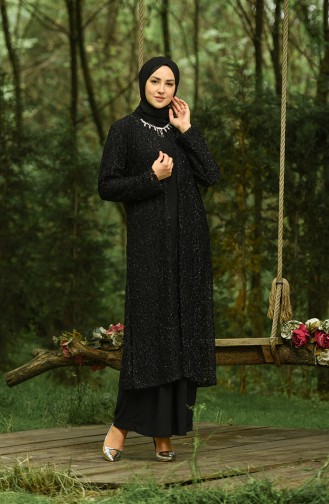 Black Hijab Evening Dress 4288-03