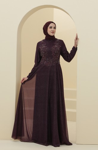 Purple Hijab Evening Dress 4292-01