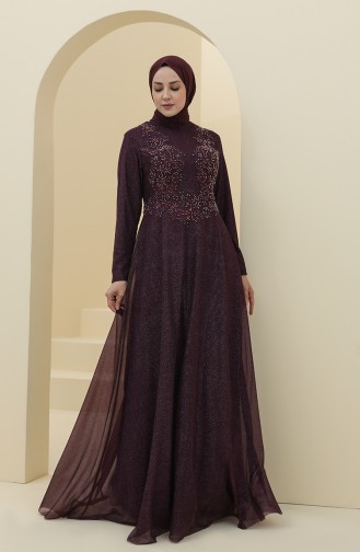 Purple Hijab Evening Dress 4292-01