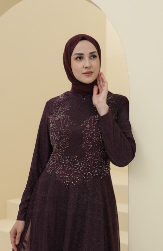 Purple Hijab Evening Dress 4292-01