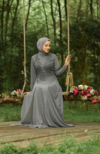 Grau Hijab-Abendkleider 4292-04